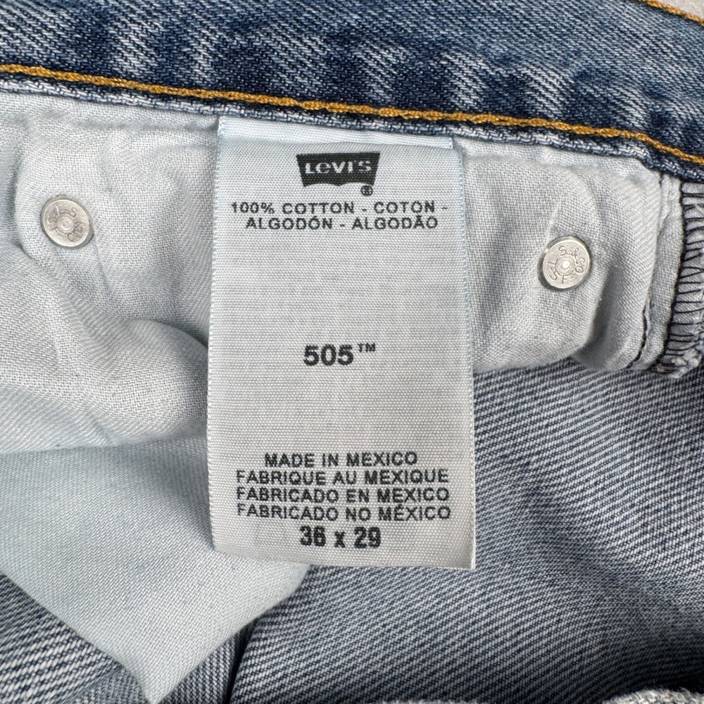 Levis 505 Regular Fit Jeans Mens 36x29 (36x25) Medium Wash Blue Straight Leg - Picture 9 of 12